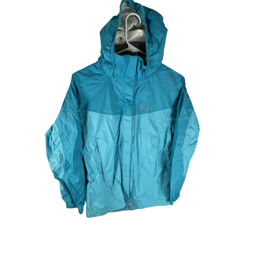 Marmot Jacket Youth Large Blue Hooded Rain Coat Waterproof Outdoor Hiking D55680